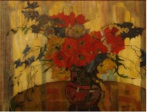Anna Sophie Gasteiger, 1877-1954,
Roter Mohn und Rittersporn,,
Öl/Lwd., 50x65,5 cm