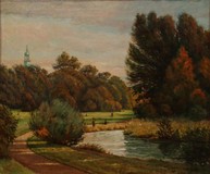 Ernst-Georg Baumann,
Abendsonne im Englischen Garten,
Öl/Lwd., 55x66 cm