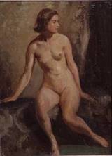 Brynolf Wennerberg, 1866-1950,
Weiblicher Akt,
Öl/Lwd., 30,5x20,5 cm