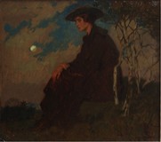 Hans Hammer, 1878-1917,
Abendlandschaft,
Öl/Malplatte, 35x39,5 cm,
Malfreund von Leo Putz
