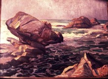 Adalbert Wimmenauer, 1869-1914,
Felsen im Meer, 1913,
Öl/Lwd., 80x110 cm