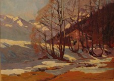Ludwig Ziegelmeier, 1897-1980,
Schneeschmelze,
Öl/Malplatte, 36x49 cm