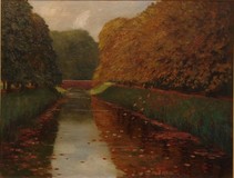 E. W. Wilkinghoff, 1885-1969,
Herbst am Nymphenburger Kanal,
Öl/Lwd., 52x68 cm,
Düsseldorfer Schule
