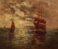 Hans von Petersen, 1850-1914,
Segelschiffe vor Helgoland,
Öl/Lwd., 50x60 cm

