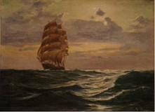 Theodor Stäpper, *1883,
Segelschiff auf hoher See,
Öl(Lwd.,30x40,5 cm
